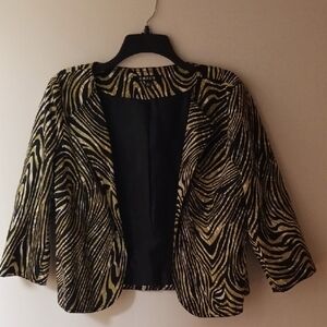 Black, Green, and White Tropical Print Women's Jacket